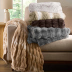 AVERO™ Almond Biscuit Ombre Faux Fur Throw, 50 in x 72 in - AVERO™