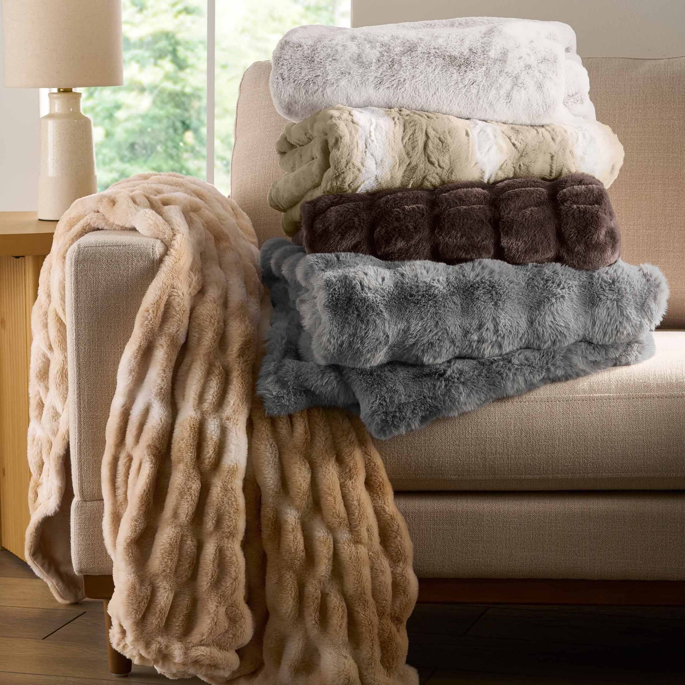AVERO™ Almond Biscuit Ombre Faux Fur Throw, 50 in x 72 in - AVERO™