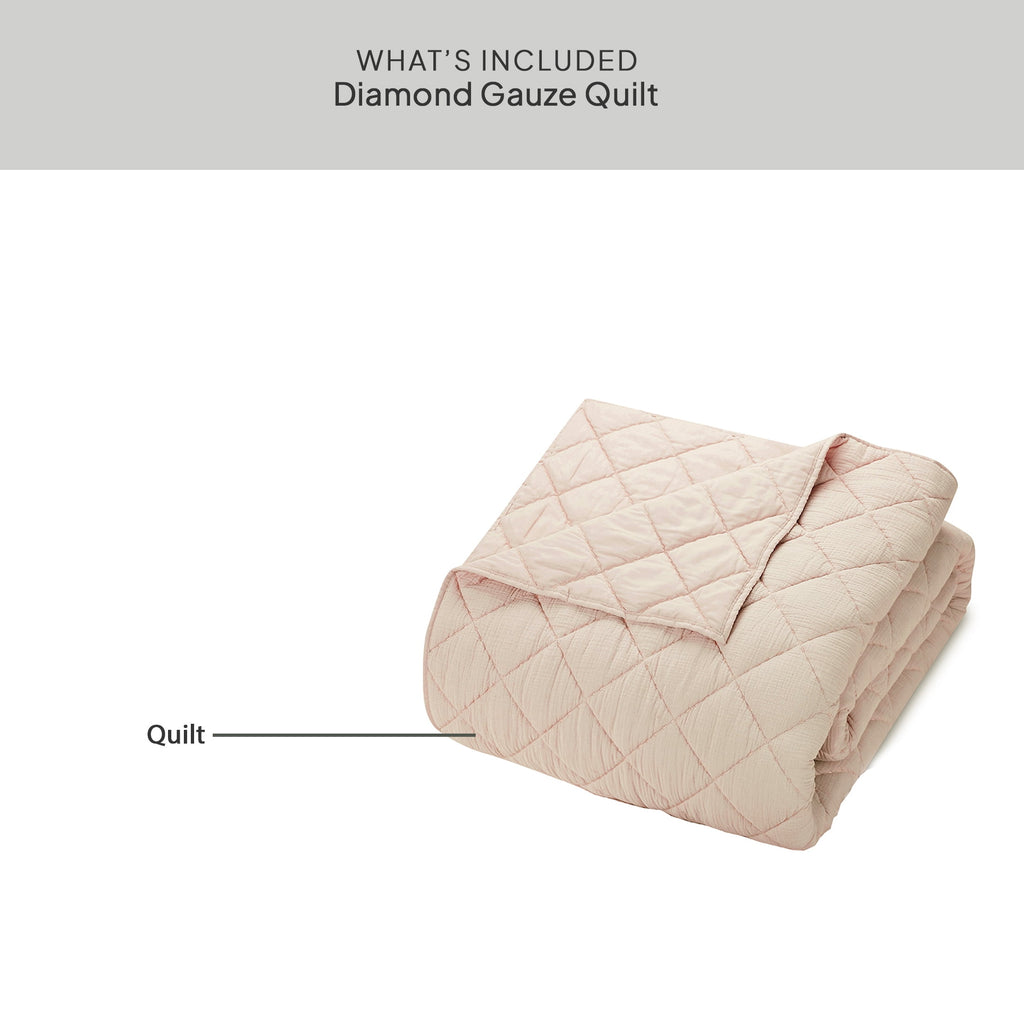 AVERO™ Papyrus Beige Diamond Cotton Gauze Quilt, King - Breathable Cotton Bedding - AVERO™