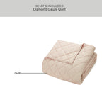 AVERO™ Papyrus Beige Diamond Cotton Gauze Quilt, King - Breathable Cotton Bedding - AVERO™