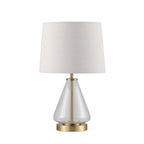 AVERO™ 18 in Clear Glass Table Lamp with Brass Metal Base and Beige Shade - AVERO™