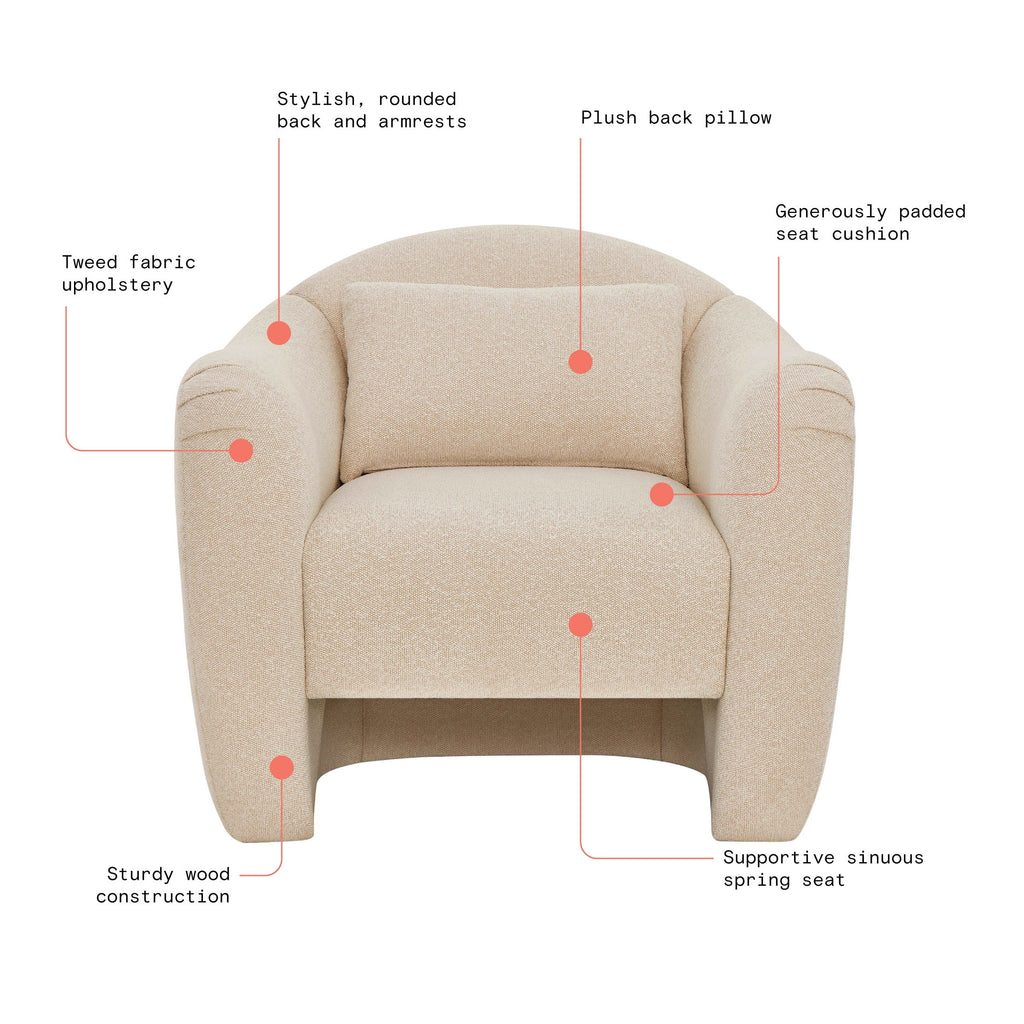 AVERO™ Beautiful Barrymore Accent Chair , Cream Shearling - AVERO™