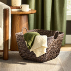 AVERO™ Beachcomber Handwoven Water Hyacinth Storage Basket with Handles, Dark Brown - AVERO™