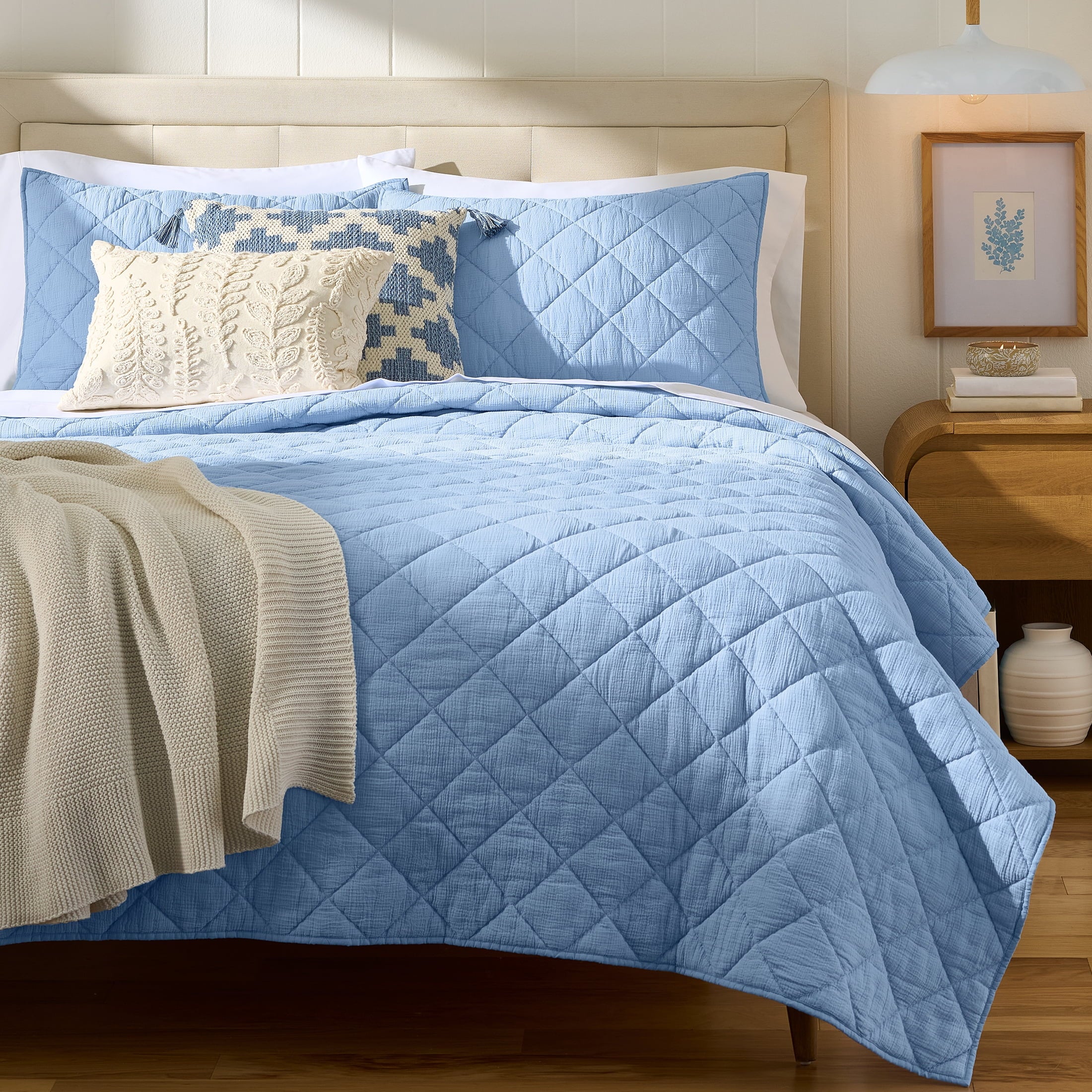 AVERO™ Diamond Gauze Quilt, Blue, Full/Queen, All Ages - AVERO™