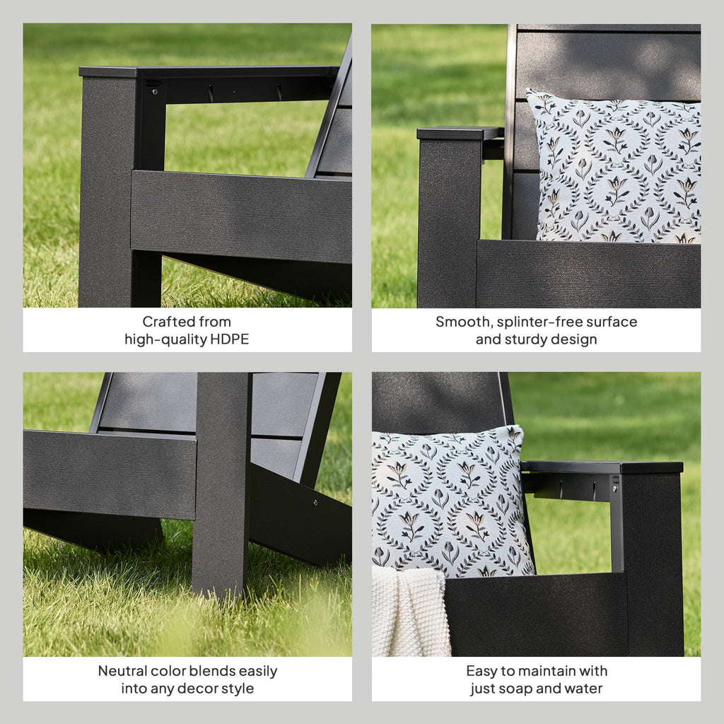 AVERO™ Ezra Outdoor HDPE Adirondack Chair, Black - AVERO™