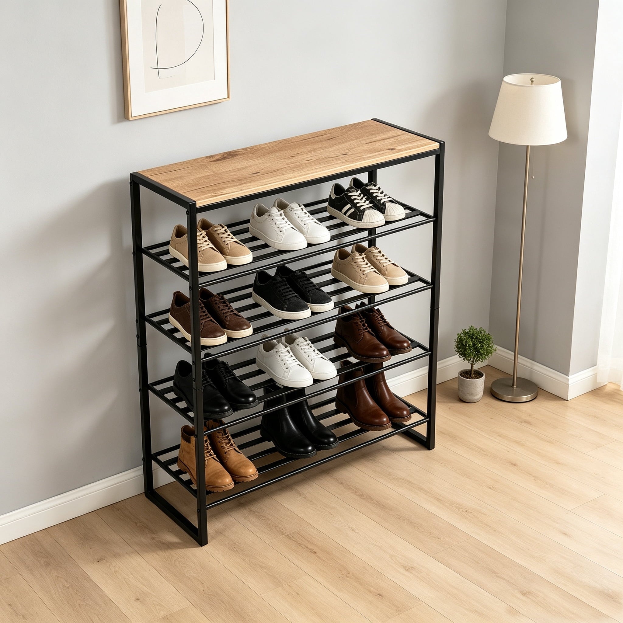 AVERO™ Jace 5-Tier Shoe Rack, Metal Steel, 15 Pairs of Shoes, Multi-Functional - AVERO™