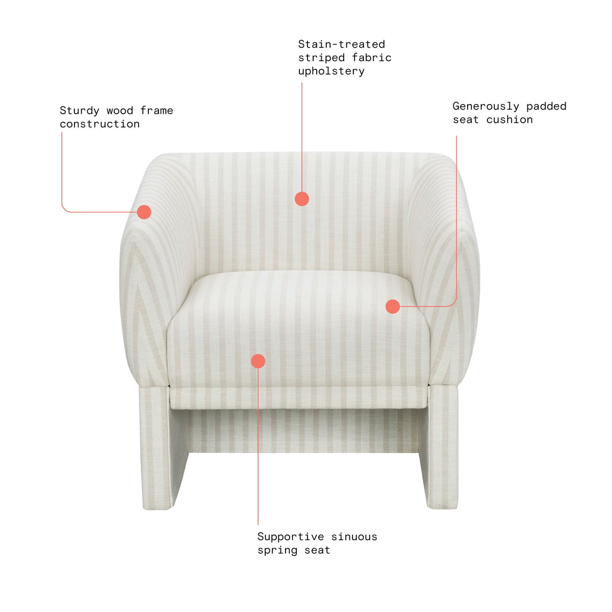 AVERO™ Beautiful Small Space Accent Chair , Beige and White Linen - AVERO™