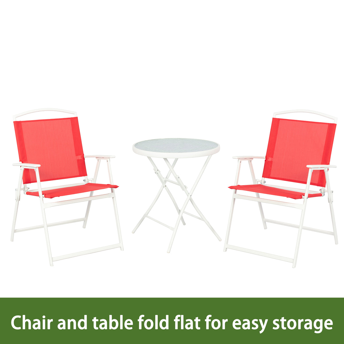 AVERO™ Albany Lane 3-Piece Outdoor Bistro Set, Red/White - AVERO™