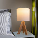 AVERO™ (2 pack) Tripod Table Lamp with Oak Finish and White Shade, 16.75 in H, One Size - AVERO™