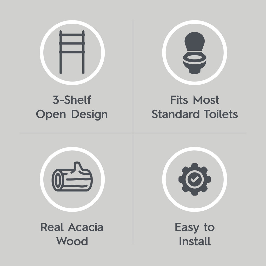 AVERO™ Springwood Acacia Wood over-the-Toilet Space Saver Cabinet, 3 Shelves, Honey - AVERO™