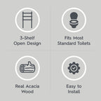 AVERO™ Springwood Acacia Wood over-the-Toilet Space Saver Cabinet, 3 Shelves, Honey - AVERO™