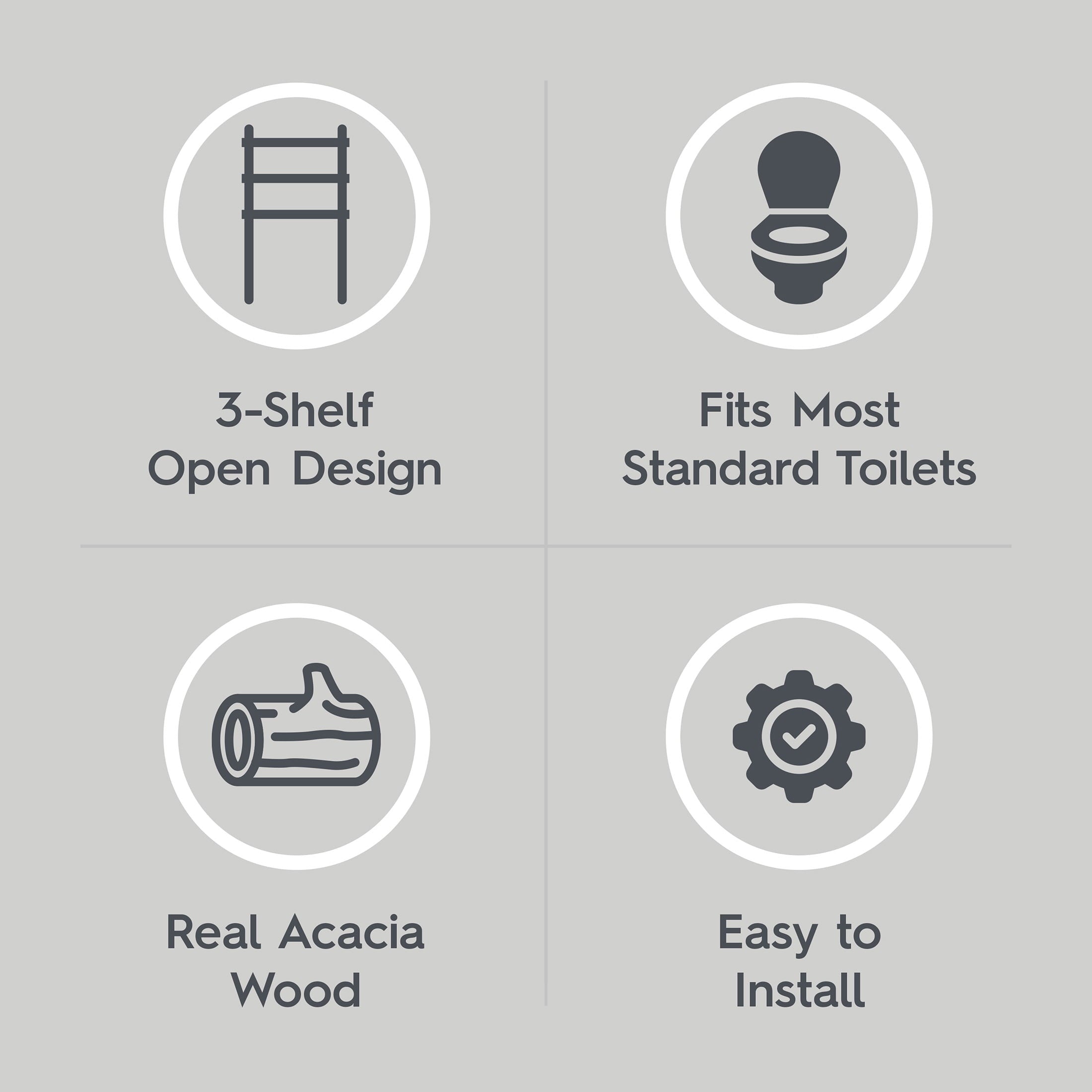 AVERO™ Springwood Acacia Wood over-the-Toilet Space Saver Cabinet, 3 Shelves, Honey - AVERO™