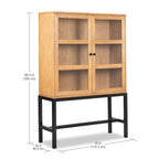 AVERO™ Ezra China Cabinet, Light Honey Finish and Black Stand - AVERO™