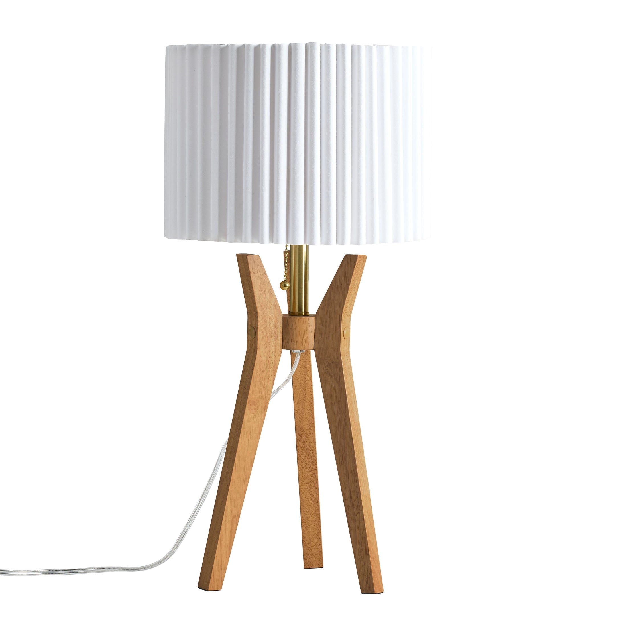 AVERO™ 24 in Tripod Table Lamp with Natural Wood Base and Pleated Shade - AVERO™