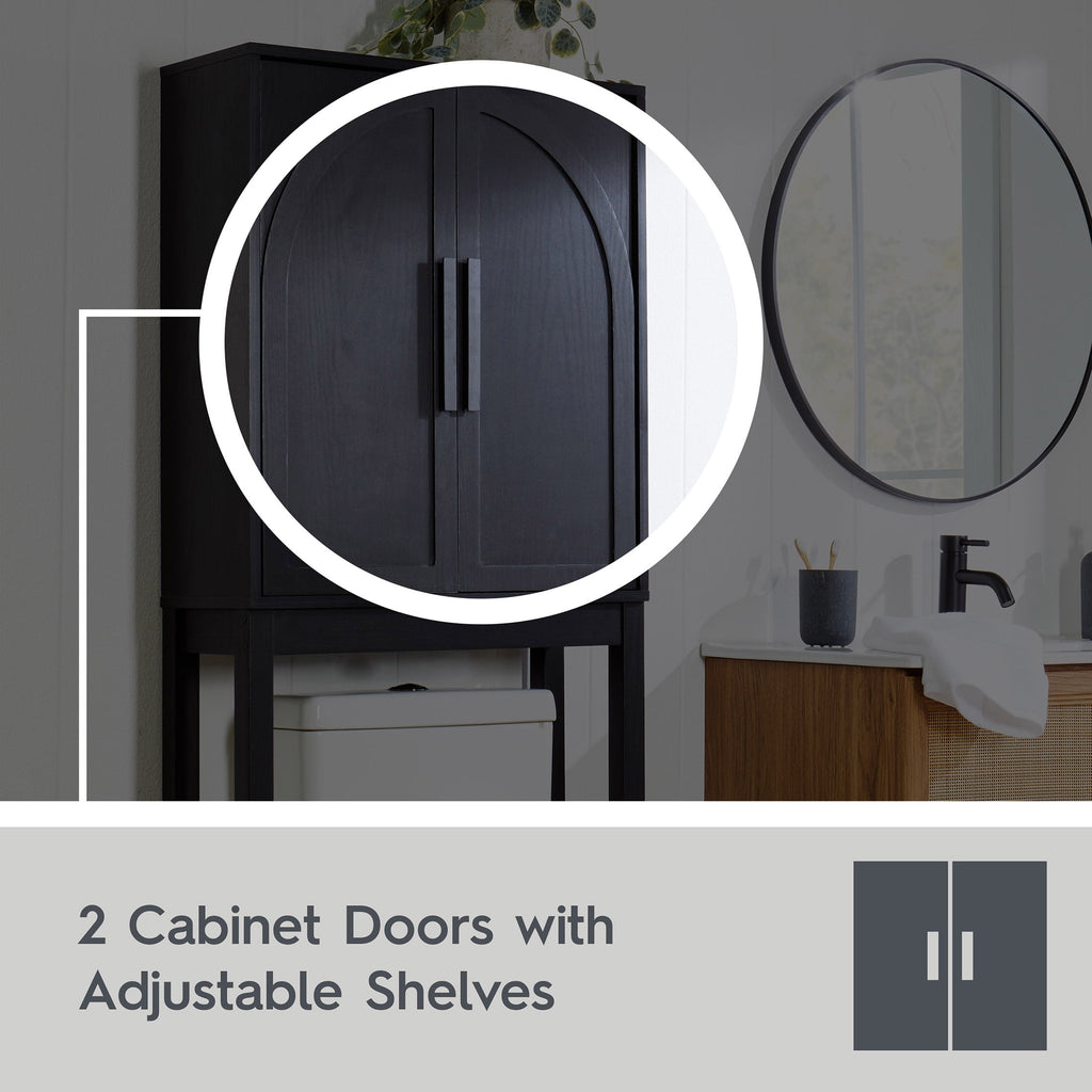 AVERO™ Juliet over-the-Toilet Space Saver Cabinet, 2 Adjustable Shelves, Black - AVERO™