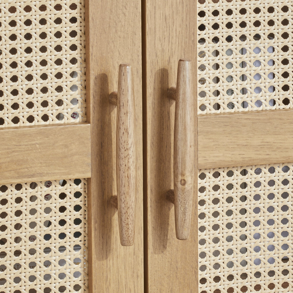 AVERO™ Springwood Caning Storage Accent Cabinet, Light Honey Finish - AVERO™