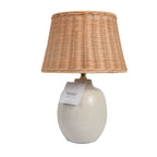 AVERO™ Cream Reactive Ceramic Table Lamp with Natural Rattan Shade, 18 in - AVERO™
