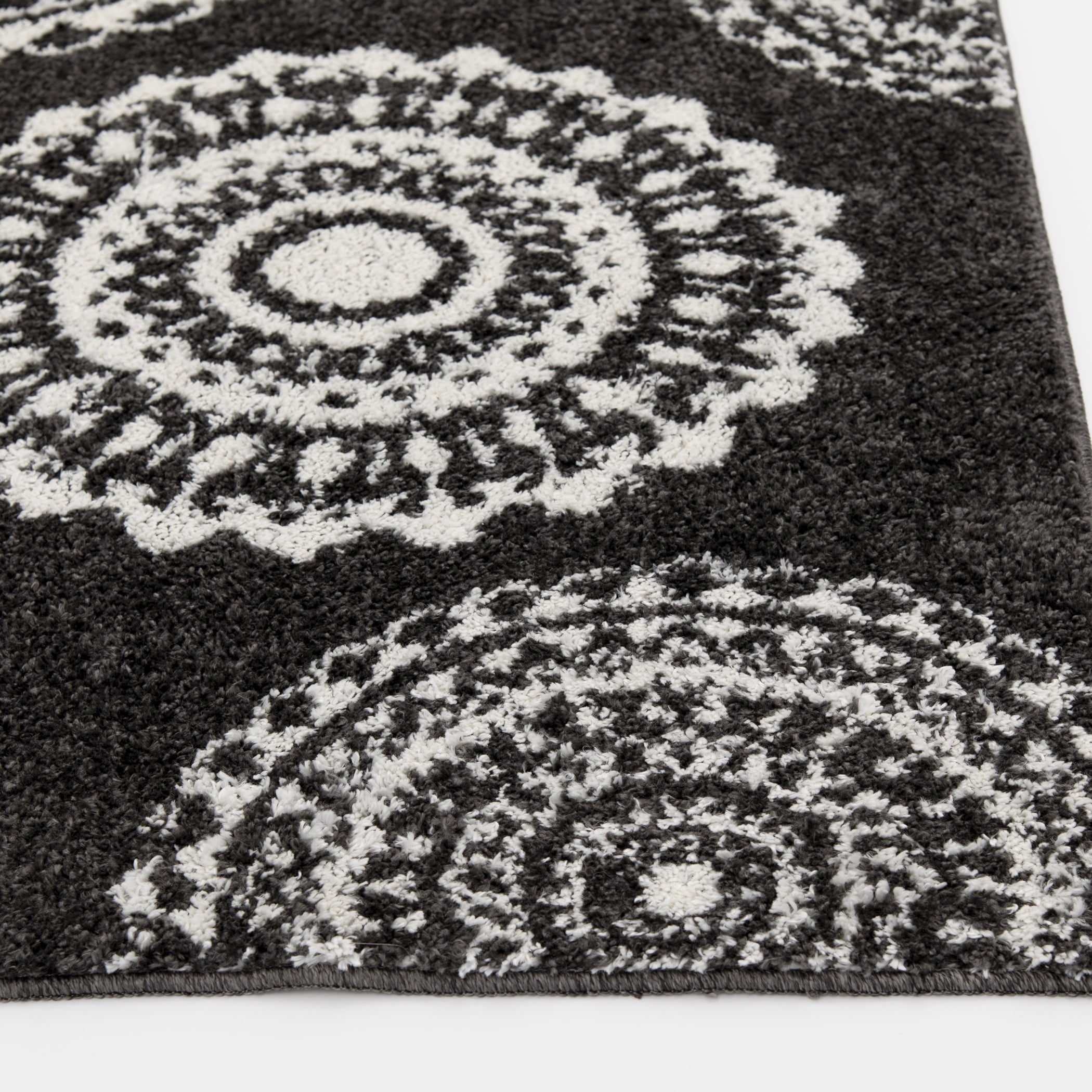 AVERO™ 9'X12' Charcoal Gray Medallion Shag Indoor Area Rug - AVERO™