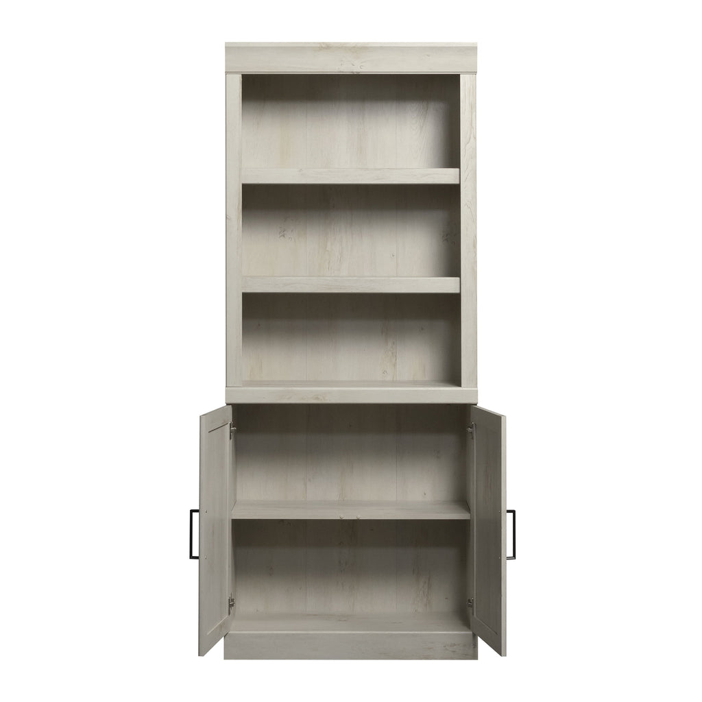 AVERO™ Glendale Bookcase With Doors, Rustic White Finish - AVERO™