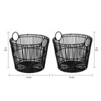AVERO™ Large Black Poly Rattan Storage Baskets with Handles, Set of 2 - AVERO™