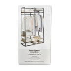 AVERO™ Jace Freestanding Metal 2-Rod Garment Clothes Rack with 4 Wooden Shelves, Black - AVERO™