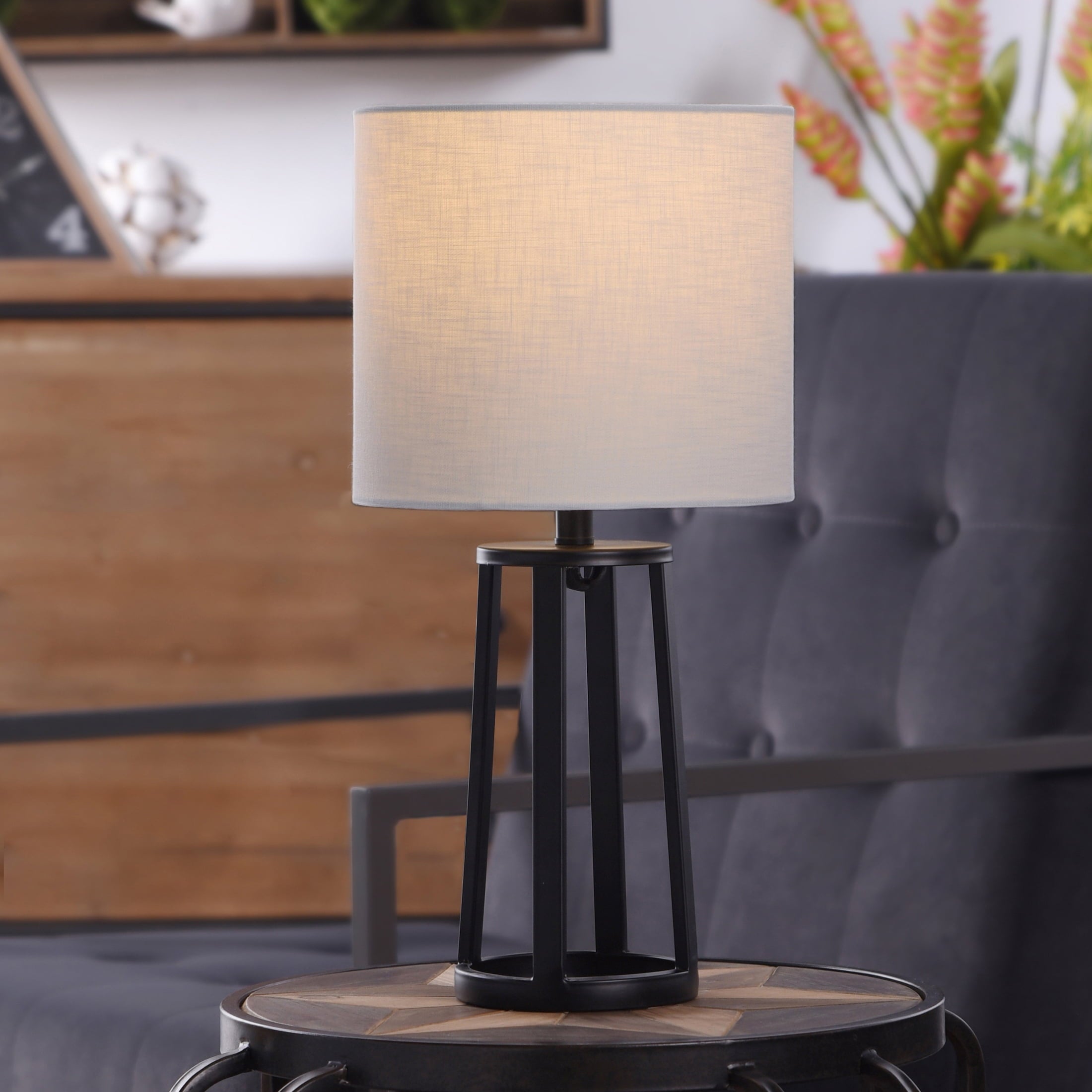 AVERO™ Modern Matte Black Table Lamp with Classic Drum Shade - AVERO™