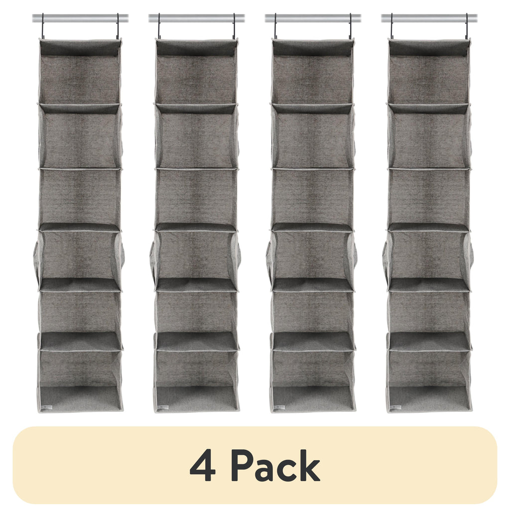 AVERO™ (4 pack) Gray Hanging Closet Organizer With 6 Shelves & Side Pockets - AVERO™