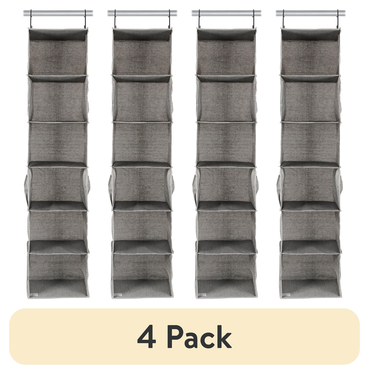 AVERO™ (4 pack) Gray Hanging Closet Organizer With 6 Shelves & Side Pockets - AVERO™