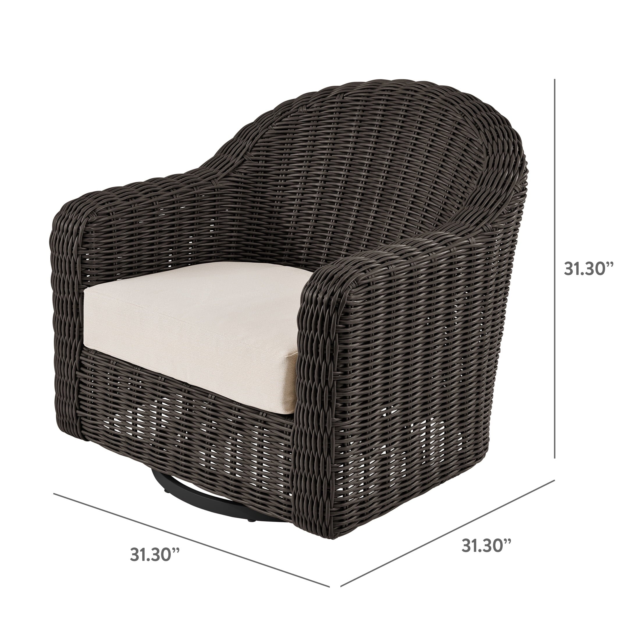 AVERO™ Bellamy Outdoor Motion Chair, Dark Brown Wicker with Cream Cushion - AVERO™