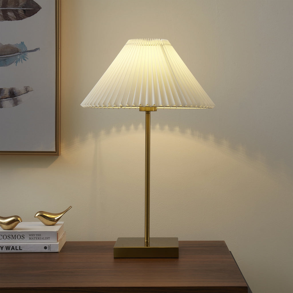 AVERO™ 21" Gold Brass Pleated Shade Table Lamp - AVERO™