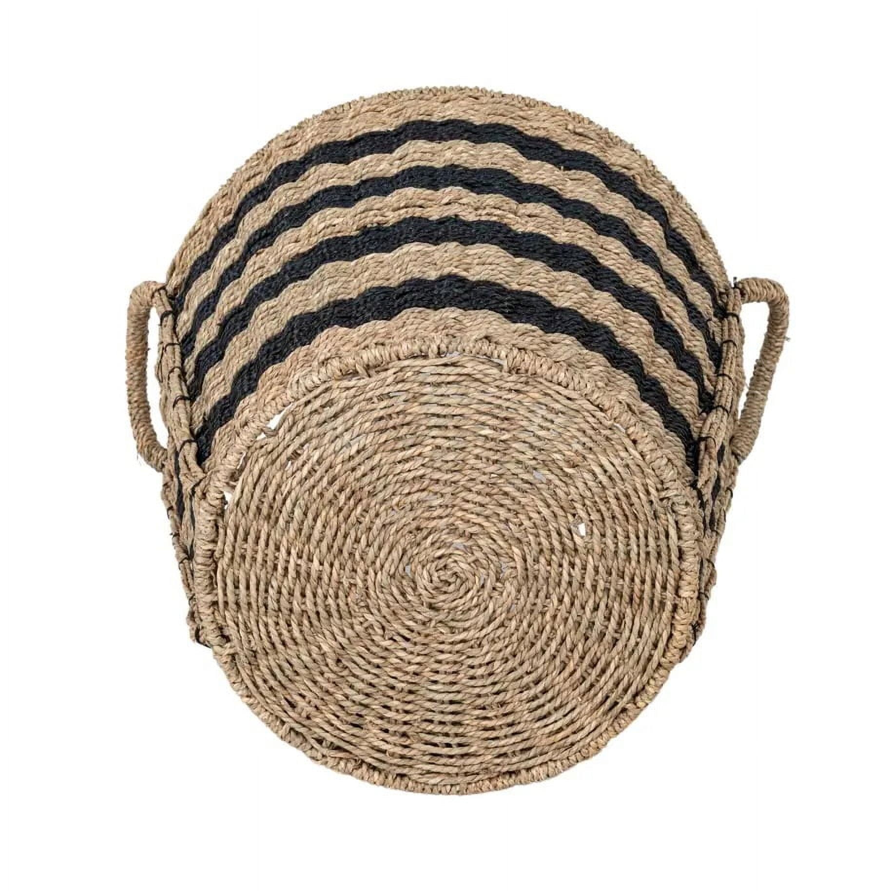 AVERO™ Extra Large Striped Seagrass Decorative Storage Basket with Handles, 17 in x 18 in - AVERO™