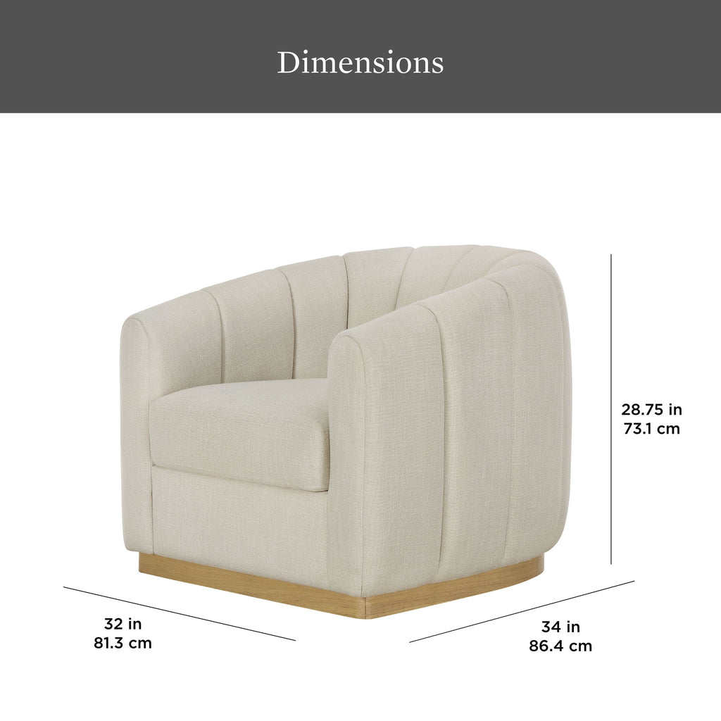 AVERO™ Lillian Accent Swivel Chair, Cream Linen - AVERO™