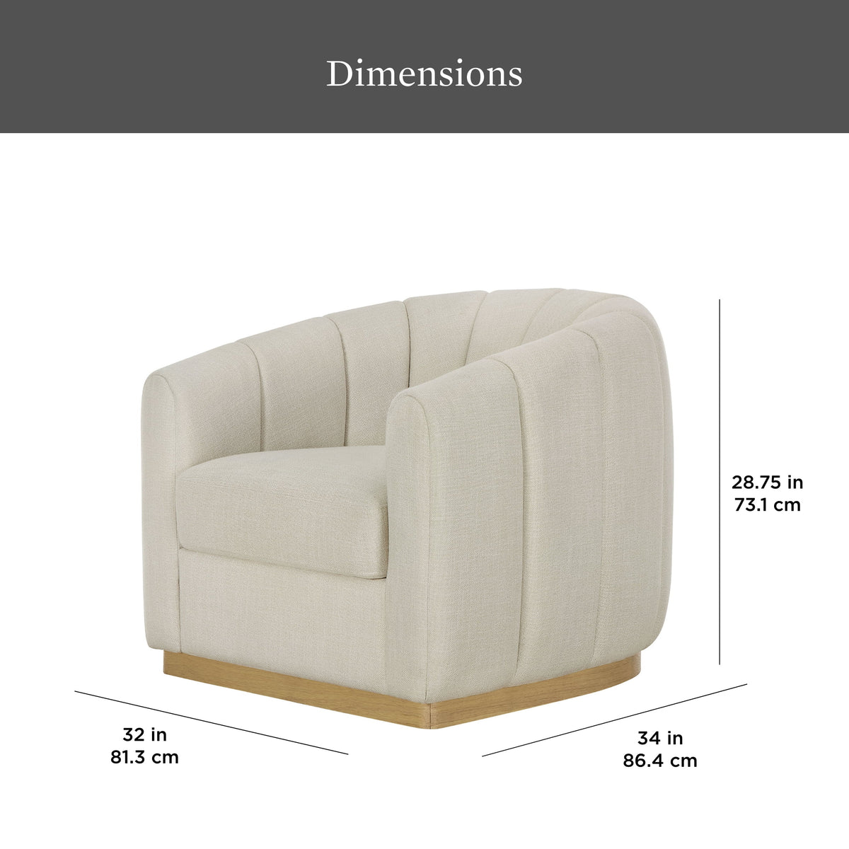 AVERO™ Lillian Accent Swivel Chair, Cream Linen - AVERO™