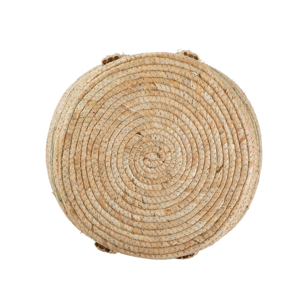 AVERO™ Natural Maize Colored Stripe Basket, Green, Large - AVERO™