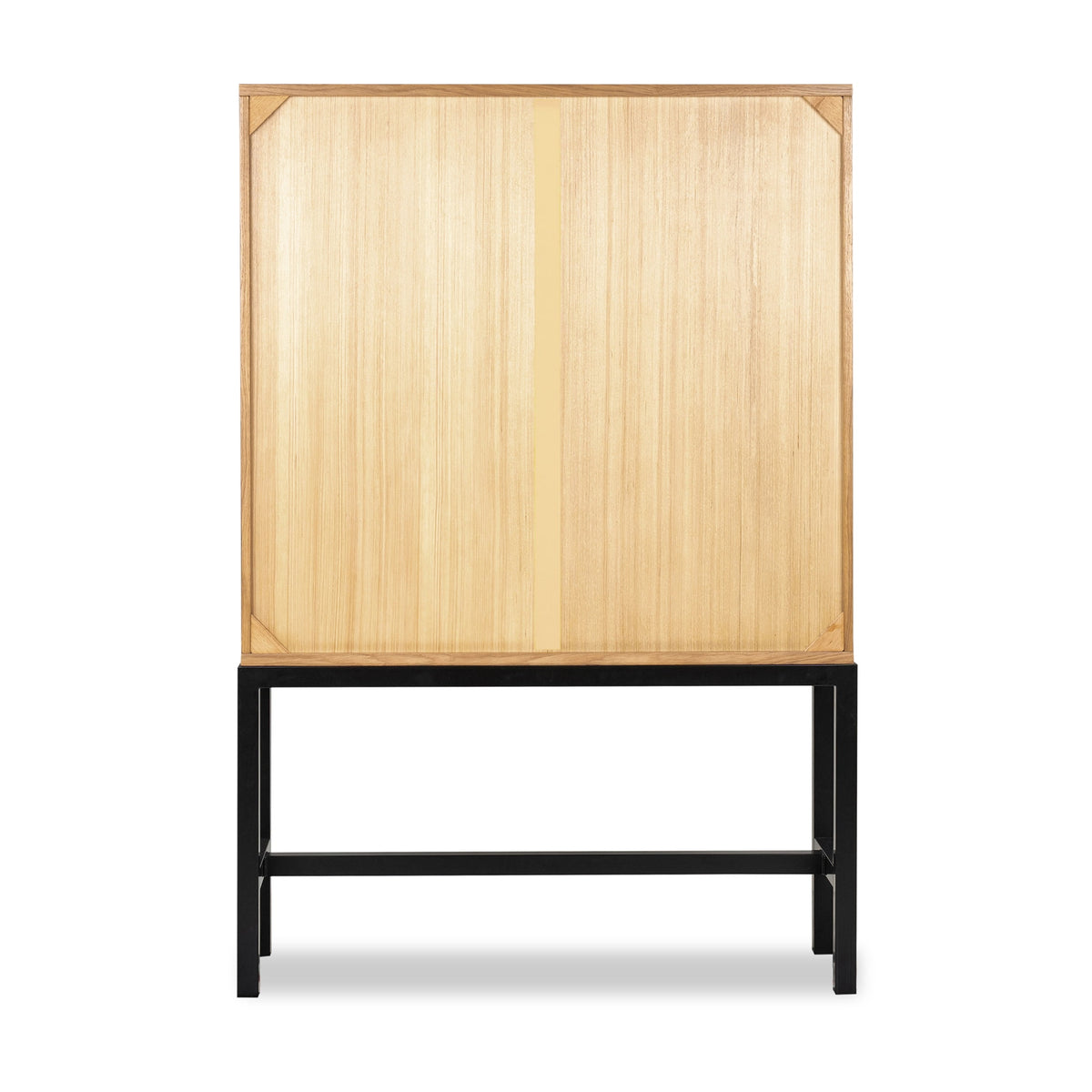 AVERO™ Ezra China Cabinet, Light Honey Finish and Black Stand - AVERO™