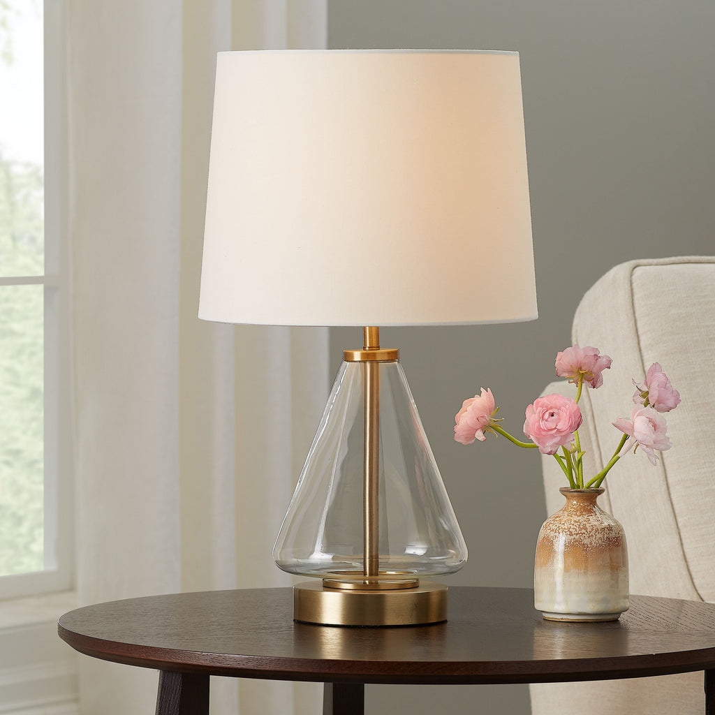 AVERO™ Glass with Brass Base Table Lamp, 18" H - AVERO™