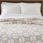 AVERO™ Ivory Modern Mosaic Cotton Matelasse Reversible Quilt, King - AVERO™
