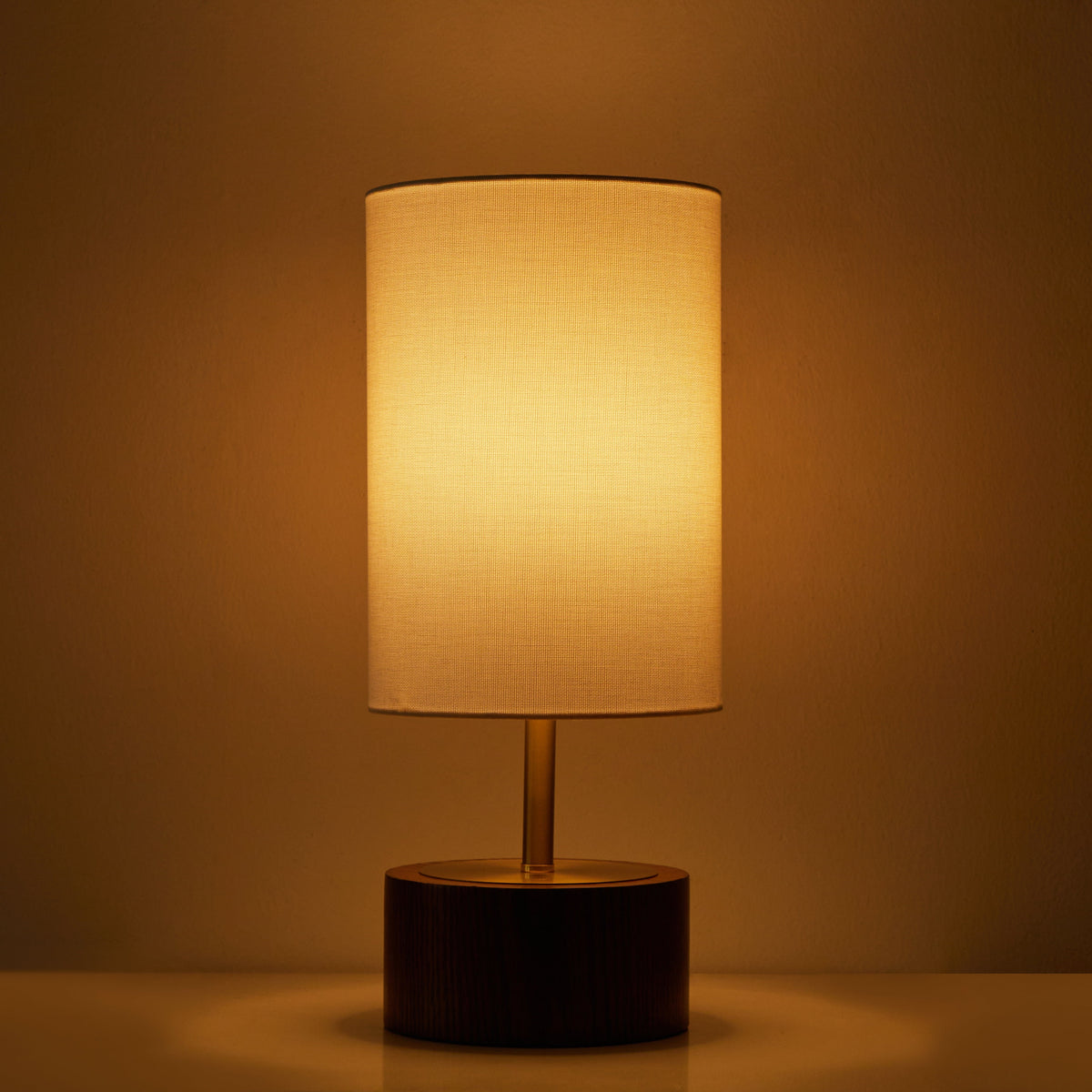 AVERO™ Woodgrain Touch Table Lamp, Walnut and Brushed Brass Finish, 16.25 in - AVERO™