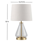 AVERO™ 18 in Clear Glass Table Lamp with Brass Metal Base and Beige Shade - AVERO™