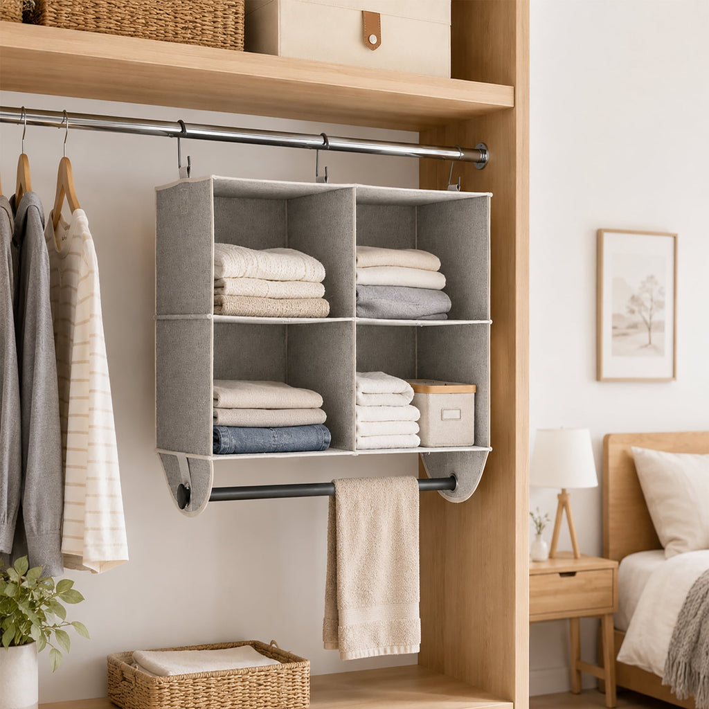 AVERO™ (2 pack) 4-Shelf Gray Hanging Closet Organizer with Rack - AVERO™