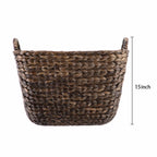 AVERO™ Beachcomber Handwoven Water Hyacinth Storage Basket with Handles, Dark Brown - AVERO™