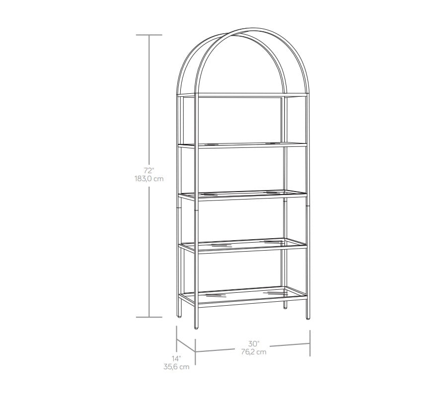 AVERO™ Nola Arch Bookcase, Gold Finish - AVERO™