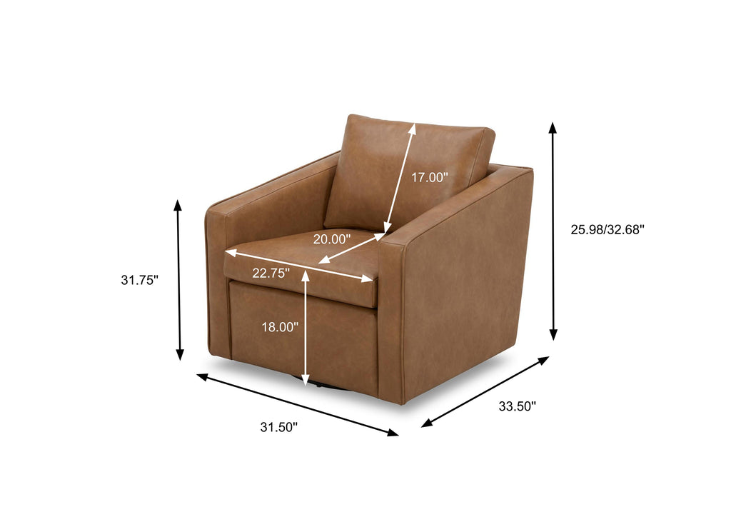 AVERO™ Steele Swivel Accent Chair, Camel Faux Leather - AVERO™