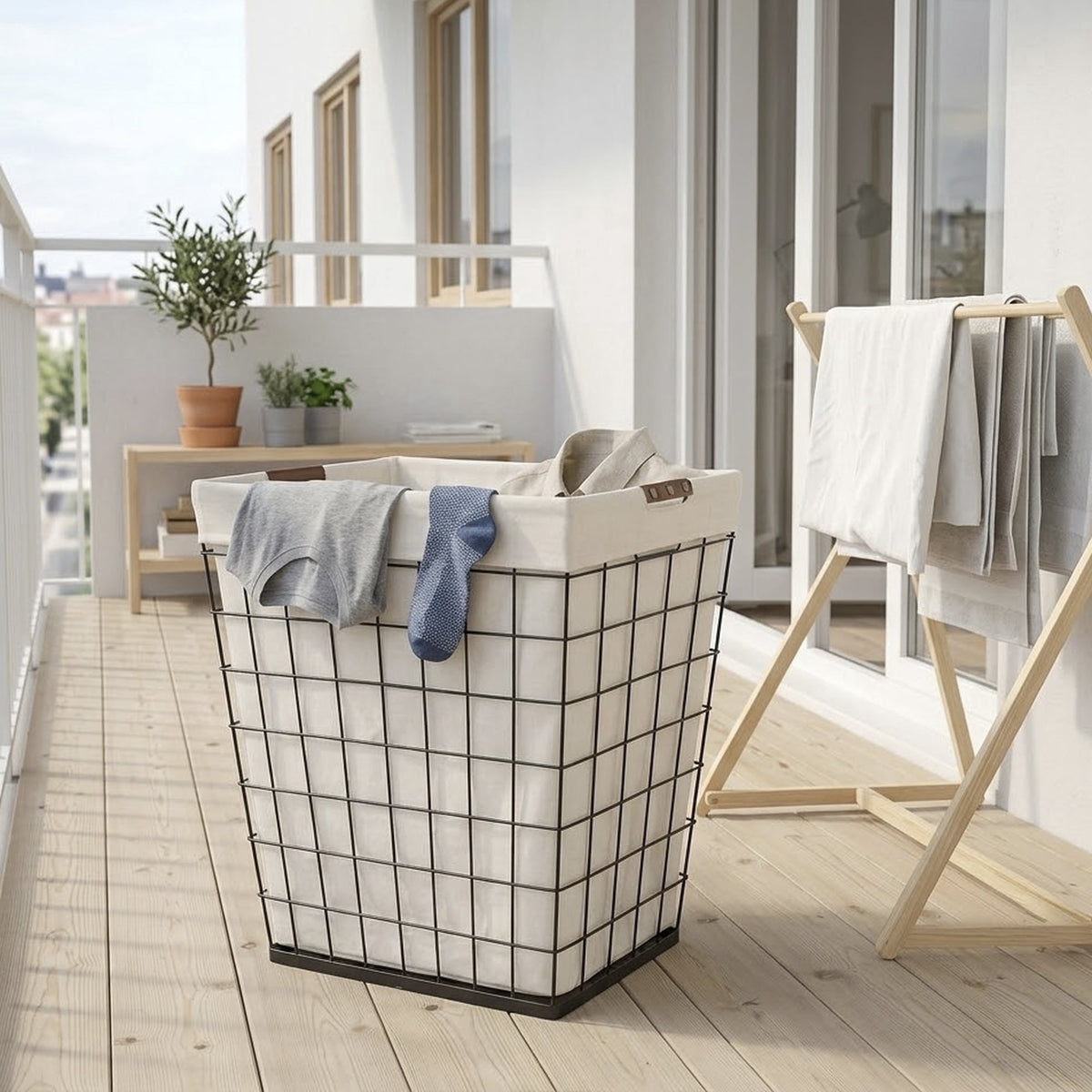AVERO™ 75L Rectangular Steel Wire Laundry Hamper with Removable Liner, Natural, Adult - AVERO™