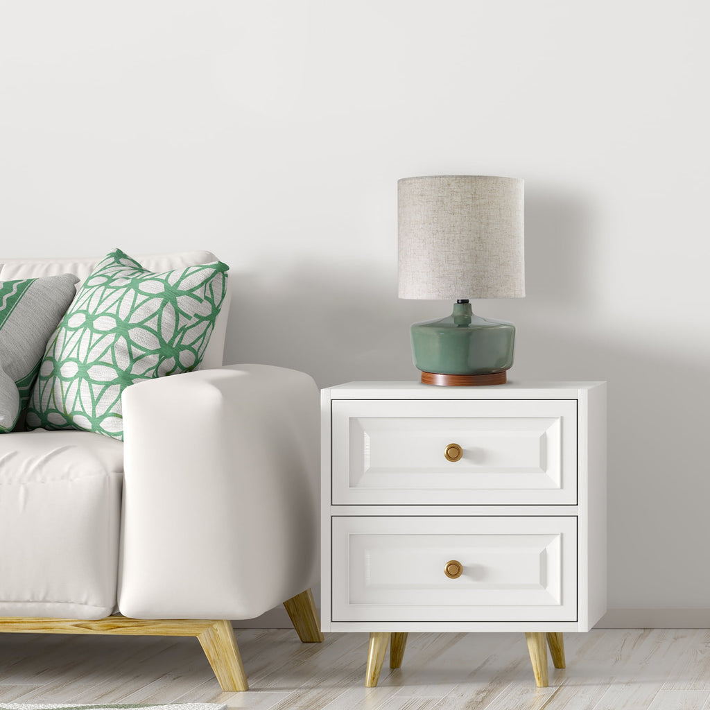 AVERO™ 17 in Mid-Century Green Ceramic Table Lamp with Wood Base - AVERO™