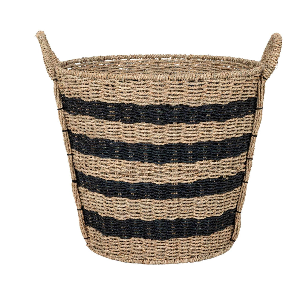 AVERO™ Extra Large Striped Seagrass Decorative Storage Basket with Handles, 17 in x 18 in - AVERO™