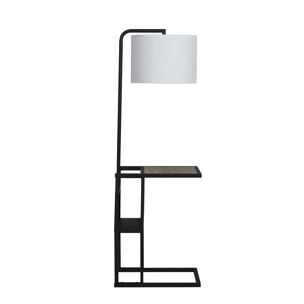 AVERO™ 54" Matte Black Metal Floor Lamp with Faux Wood Table and Magazine Rack - AVERO™