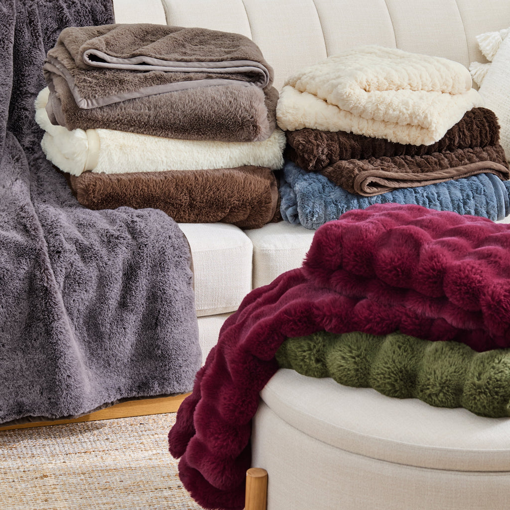 AVERO™ Faux Fur Throw Blanket, 50 in x 72 in, Grey Bisque - AVERO™