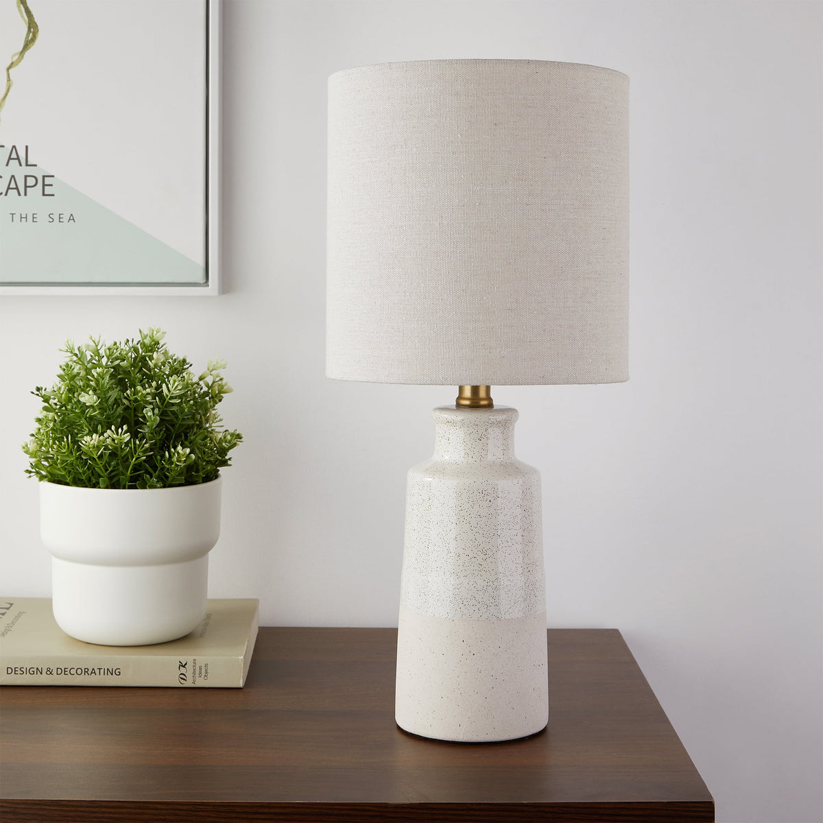 AVERO™ 17 in Reactive Glaze Ceramic Table Lamp with Off-White Shade - AVERO™