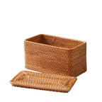 AVERO™ Brown Rattan Organizer Basket with Lid - AVERO™